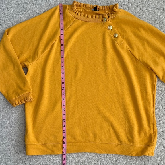 Talbots Plus Ruffle Trim Raglan Cotton Sweatshirt Yellow 2X Fall Feminine Cozy - Picture 11 of 12